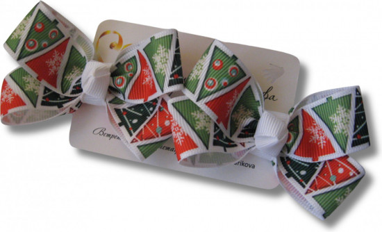 Набор бантиков для волос ручной работы на зажимах «Winter bows»