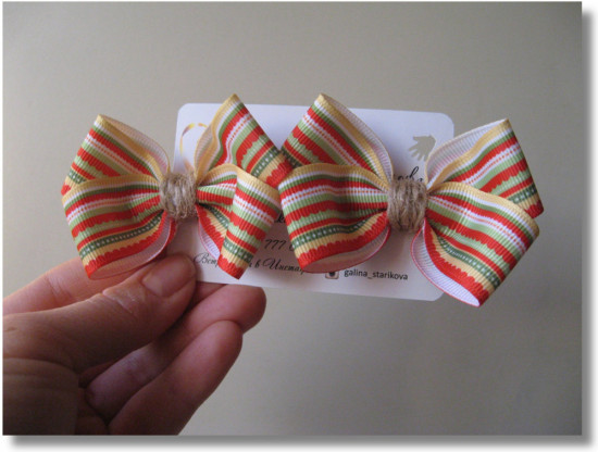 Набор бантиков для волос ручной работы на зажимах «Winter bows»