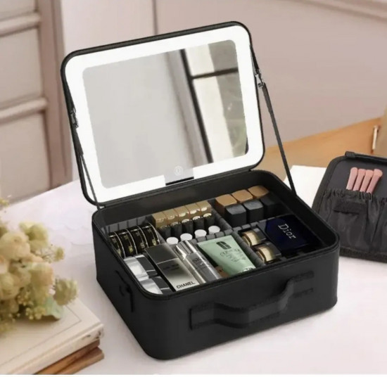 Косметичка дорожная с зеркалом и подсветкой