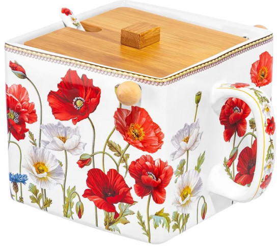 Банка для сыпучих продуктов с крышкой и ложкой «Маки»