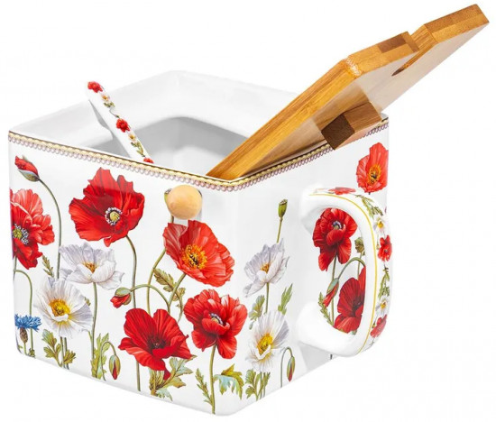 Банка для сыпучих продуктов с крышкой и ложкой «Маки»