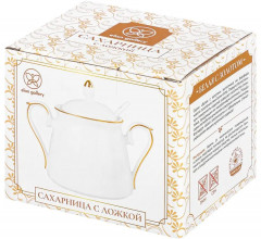 Сахарница с ложкой «Белая с золотом» - Фото 3