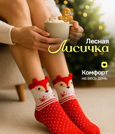 Набор носков новогодних с принтом