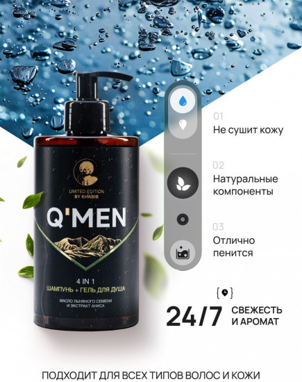 Шампунь-гель для душа мужской «4 в 1»