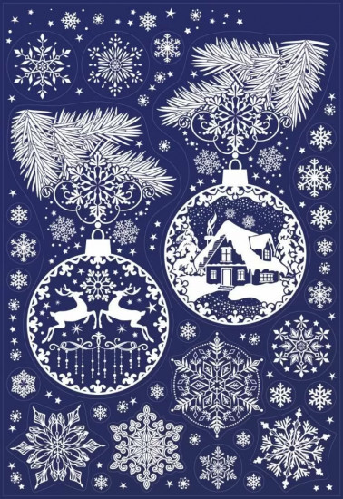 Наклейки «Снежинки и новогодние игрушки»