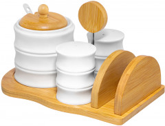 Набор для специй с сахарницей и салфетницей на подставке с ручкой «Бамбук» - Фото 2
