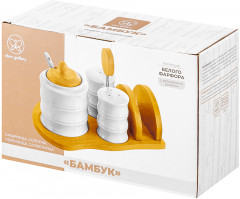 Набор для специй с сахарницей и салфетницей на подставке с ручкой «Бамбук» - Фото 5