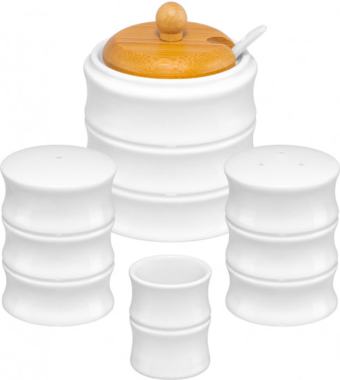 Набор для специй с сахарницей и салфетницей на подставке с ручкой «Бамбук»