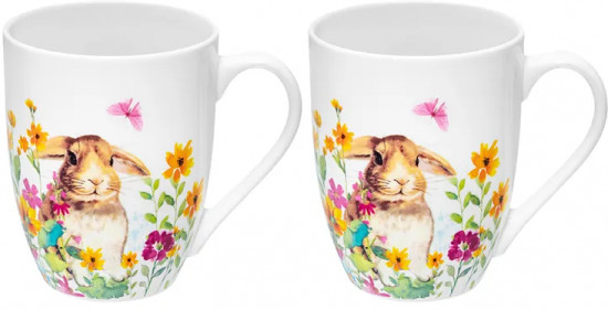 Набор кружек «Кролик в цветочном поле»