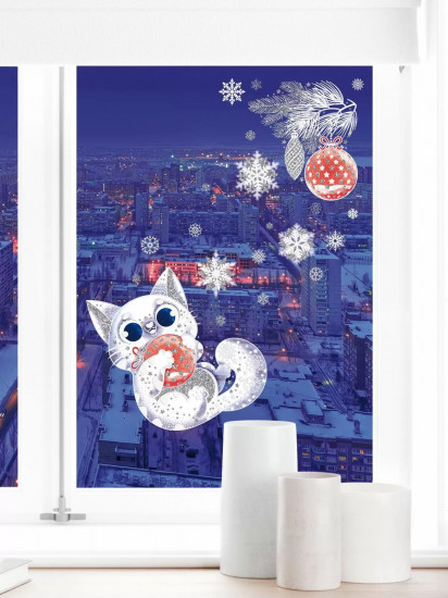 Наклейки «Снежный котёнок»