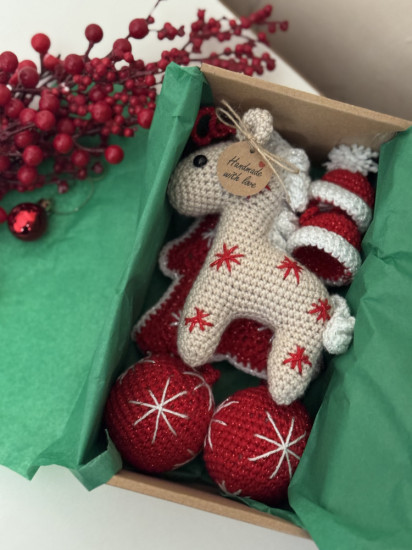 Новогодний набор вязаных ёлочных игрушек