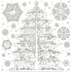 Новогоднее украшение для окон с раскраской «Елочка» - Фото 1