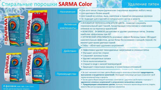 Стиральный порошок для белых и цветных тканей