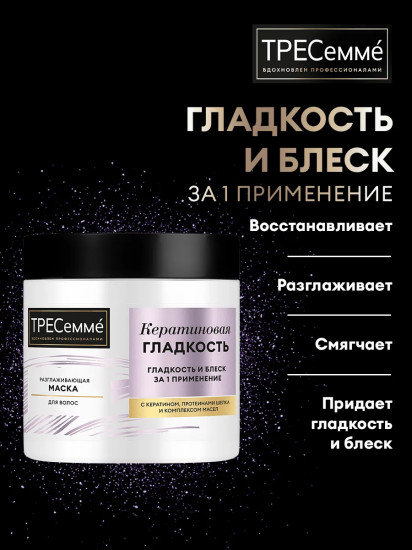 Маска для волос восстанавливающая и разглаживающая «Кератиновая гладкость»