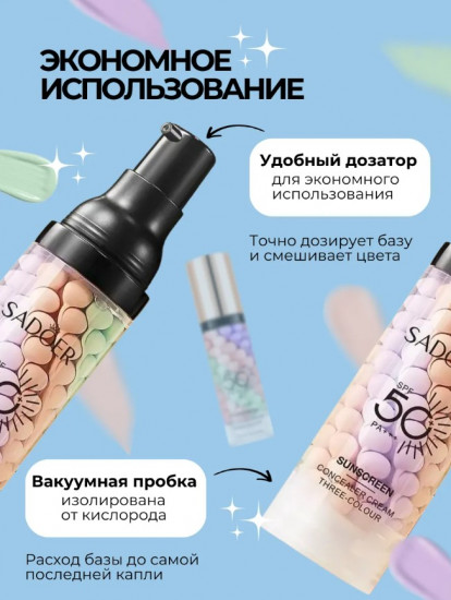 Солнцезащитная трехцветная выравнивающая основа под макияж SPF50+ PA+++