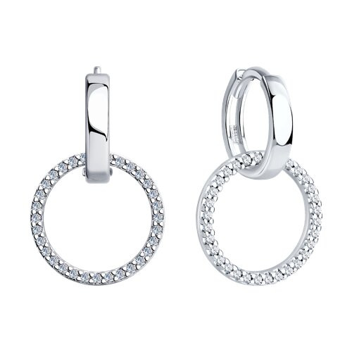 Серьги из серебра с фианитами