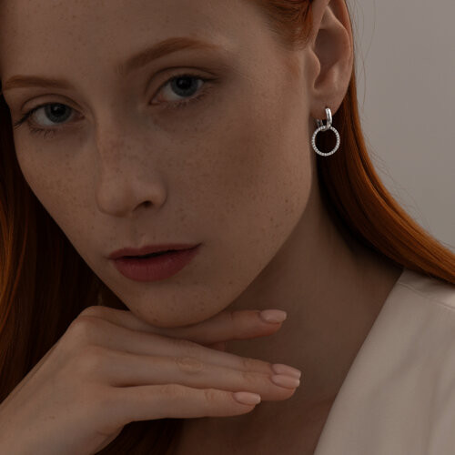 Серьги из серебра с фианитами