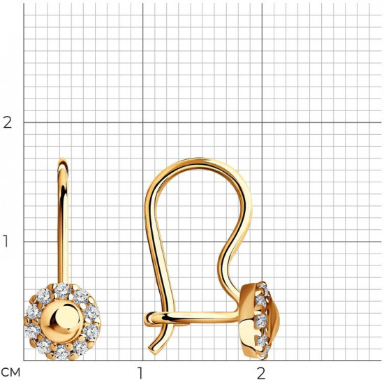 Серьги из золочёного серебра с фианитами
