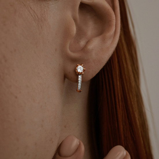 Серьги из золочёного серебра с фианитами