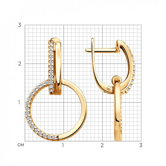 Серьги из золочёного серебра с фианитами