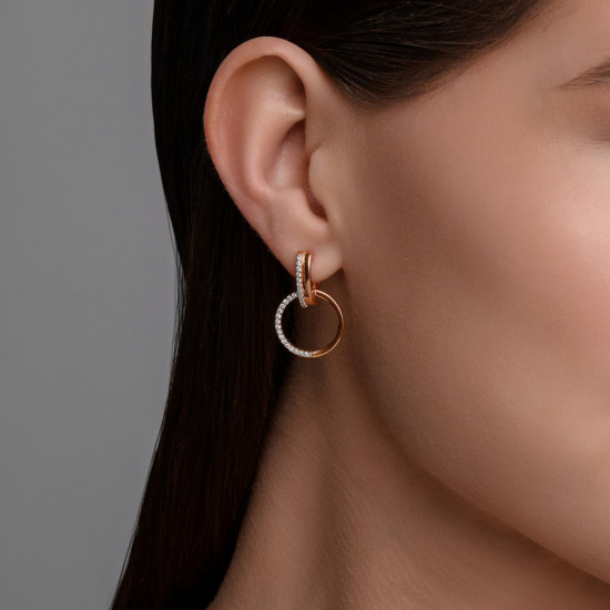 Серьги из золочёного серебра с фианитами