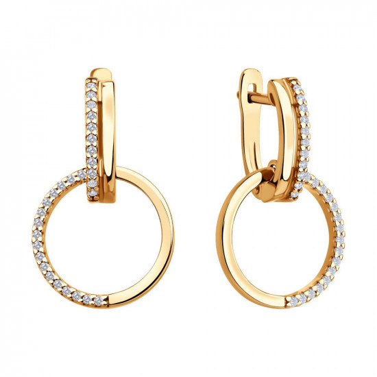 Серьги из золочёного серебра с фианитами