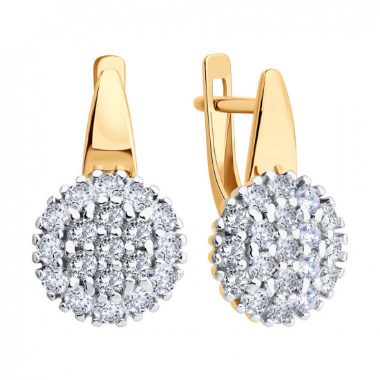 Серьги из золочёного серебра с фианитами