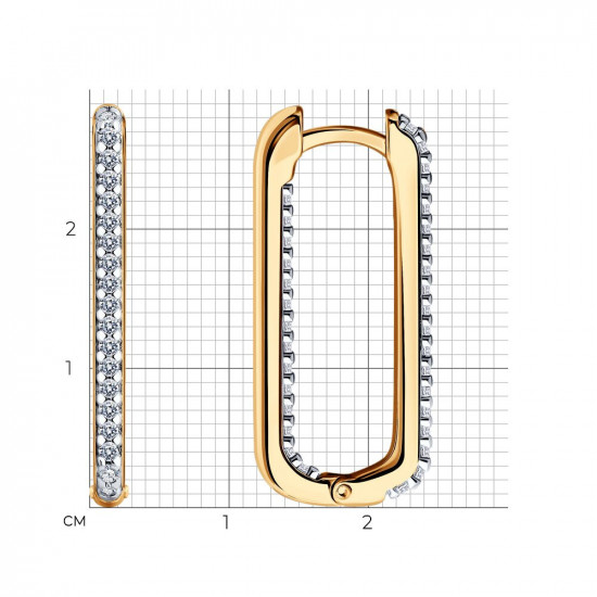 Серьги из золочёного серебра с фианитами