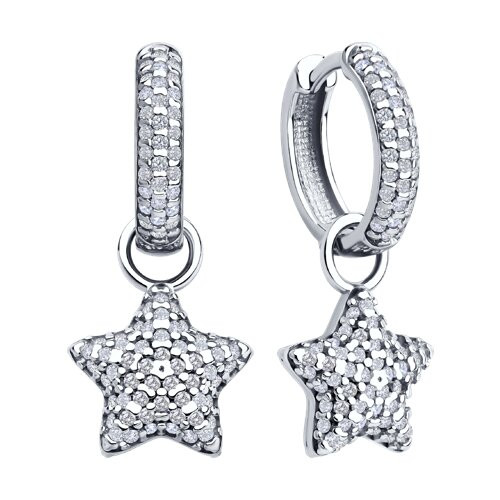 Серьги из серебра с фианитами