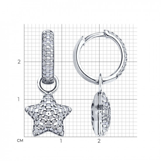 Серьги из серебра с фианитами