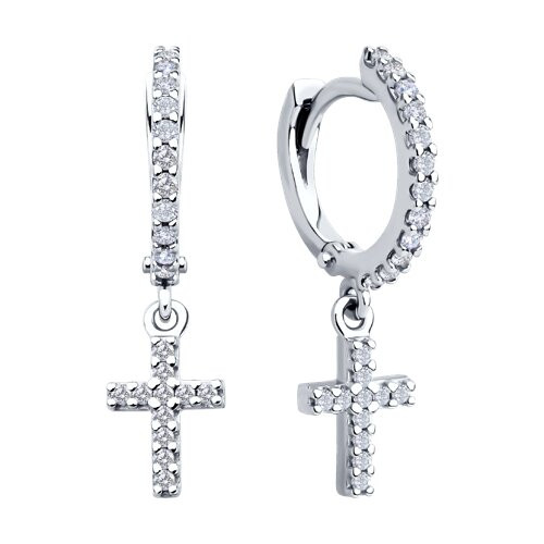 Серьги из серебра с фианитами