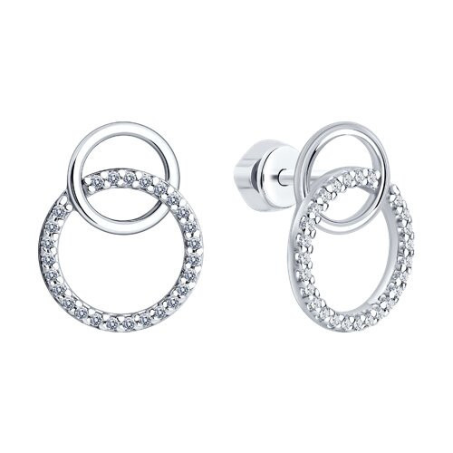 Серьги из серебра с фианитами