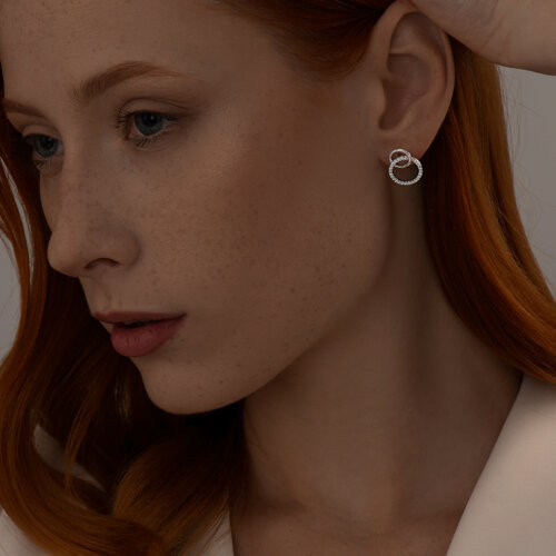 Серьги из серебра с фианитами