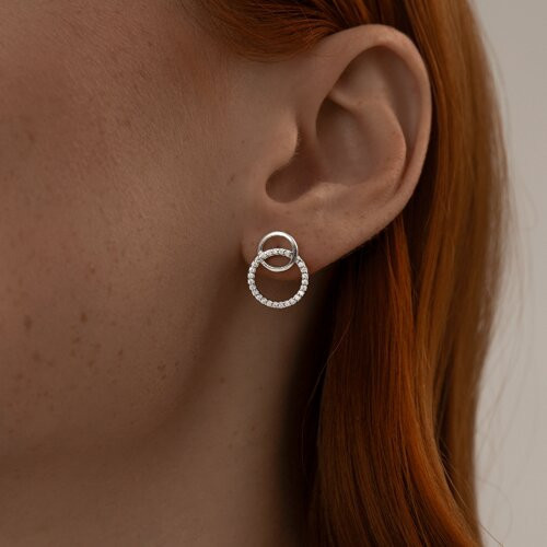 Серьги из серебра с фианитами