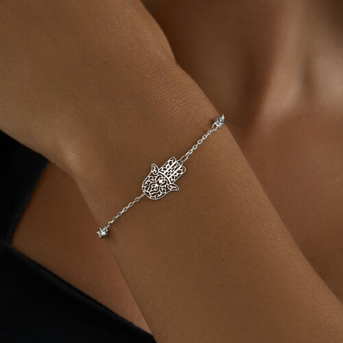 Браслет из серебра с фианитами