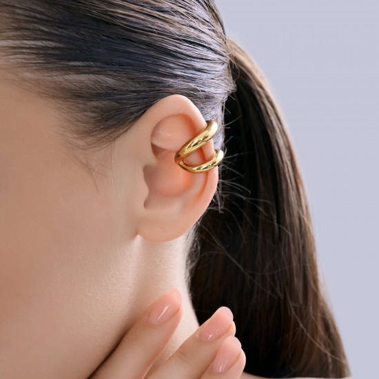 Серьга-кафф из золочёного серебра