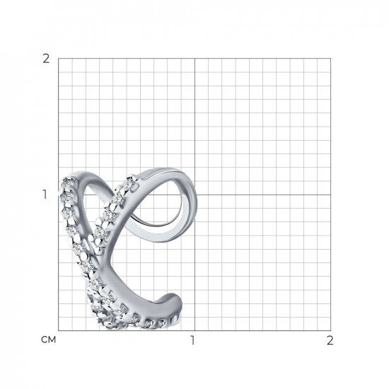 Серьга из серебра с фианитами