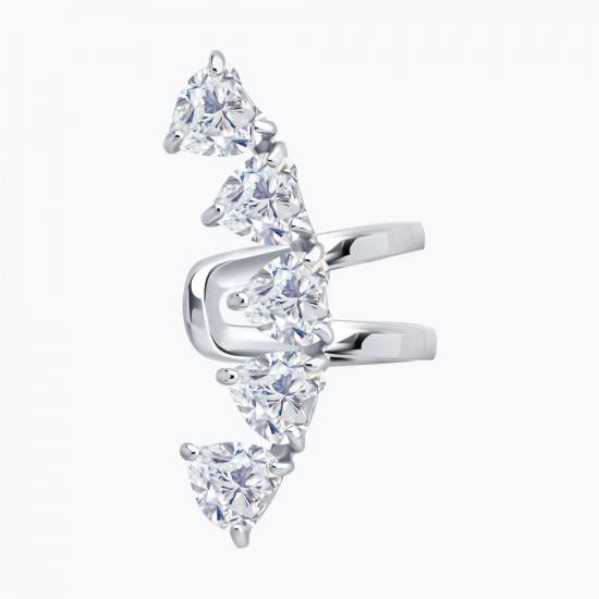 Серьга-кафф из серебра с фианитами