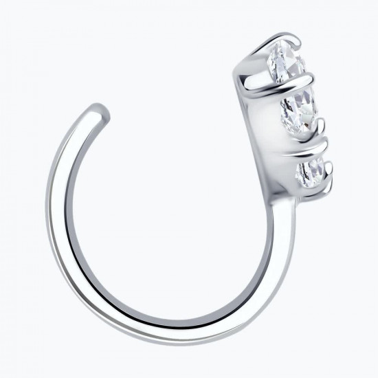 Серьга-кафф из серебра с фианитами