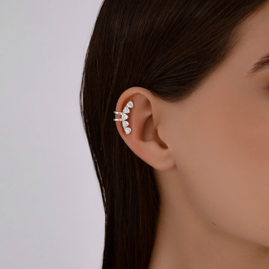 Серьга-кафф из серебра с фианитами