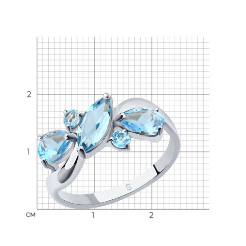 Кольцо из серебра с топазами