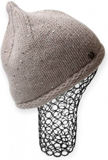 Шапка женская зимняя на флисе с мини-пайетками