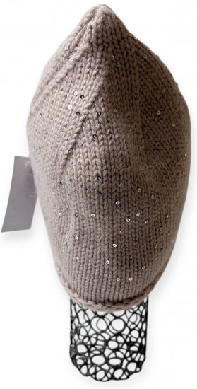 Шапка женская зимняя на флисе с мини-пайетками