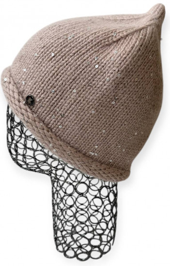 Шапка женская зимняя на флисе с мини-пайетками