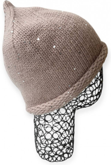 Шапка женская зимняя на флисе с мини-пайетками