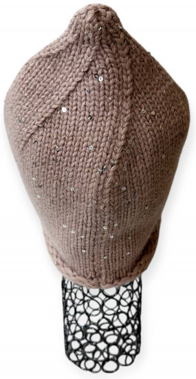 Шапка женская зимняя на флисе с мини-пайетками