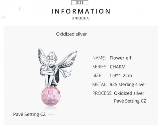Шарм из серебра «Фея Crystal»