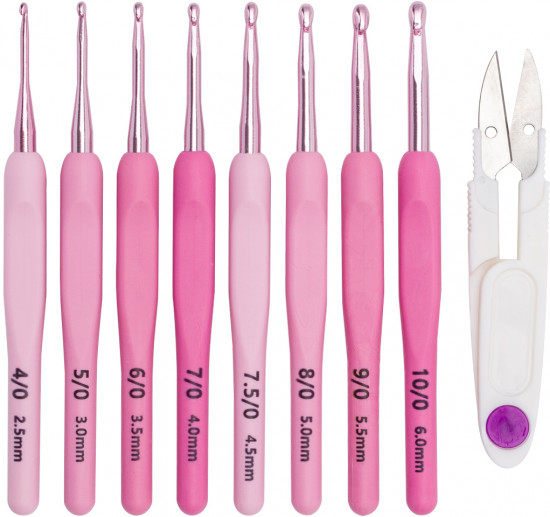 Набор крючков для вязания с ножницами