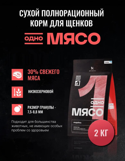 Корм сухой для щенков любых пород с мясом индейки