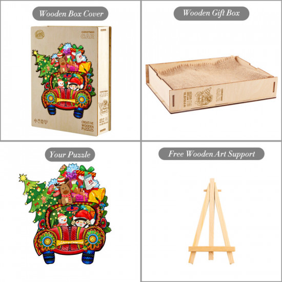 Пазл деревянный «Новогодняя машина»